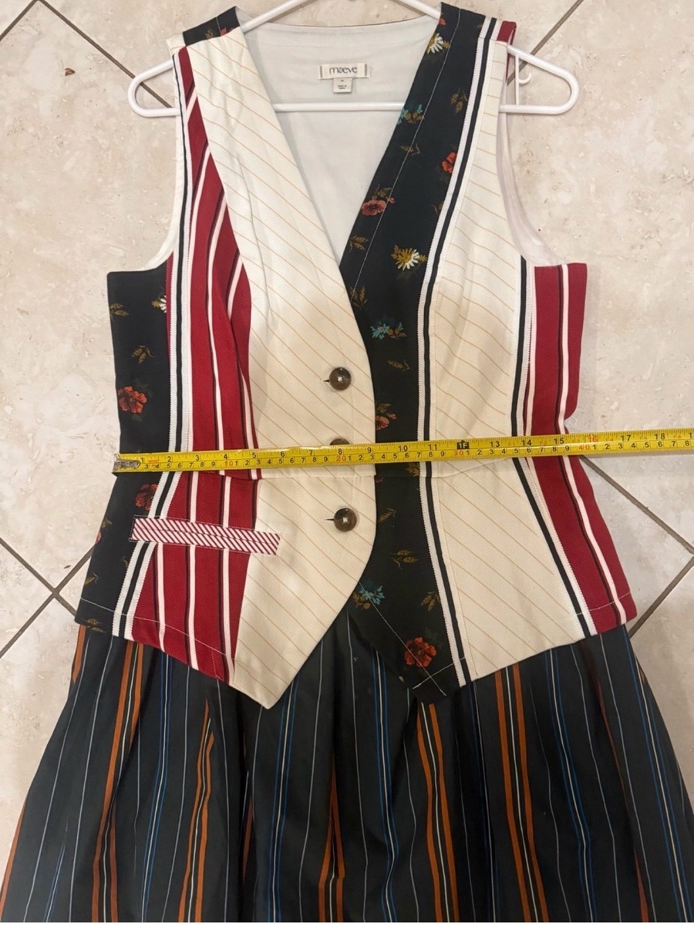 Anthropologie Striped Colorblock Midi Dress in Navy, White, Red - Picture 4 of 6